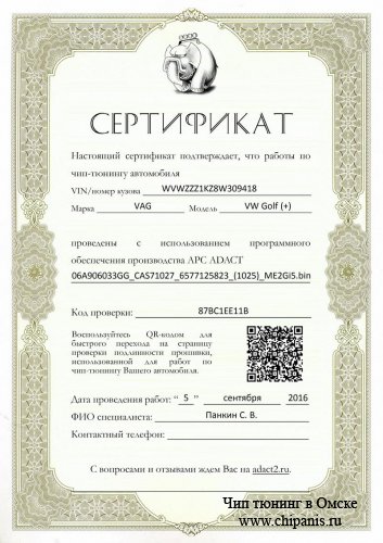 Сертификат Adact